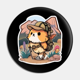 Cute Hamster hiking in the desert Pin