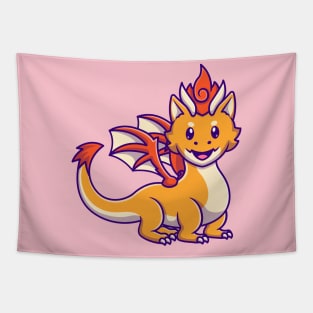 Cute Teenager Orange Dragon Cartoon Tapestry