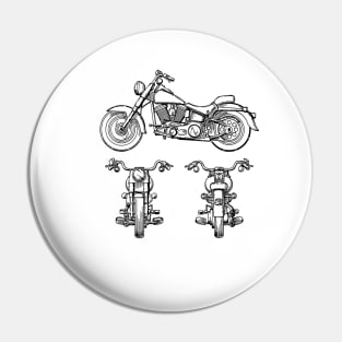 Motorcycle Vintage Patent Hand Drawing Pin