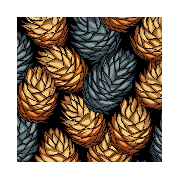 Pinecones - gray and yellow by StudioIris