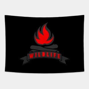 Wildlife Born to Camp Forced To Work Dark Background Camping Campfire Summer Design Tapestry