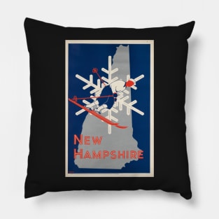 New Hampshire Vintage Ski Poster Pillow