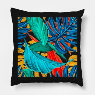 Colorful Tropical Leaves Pillow