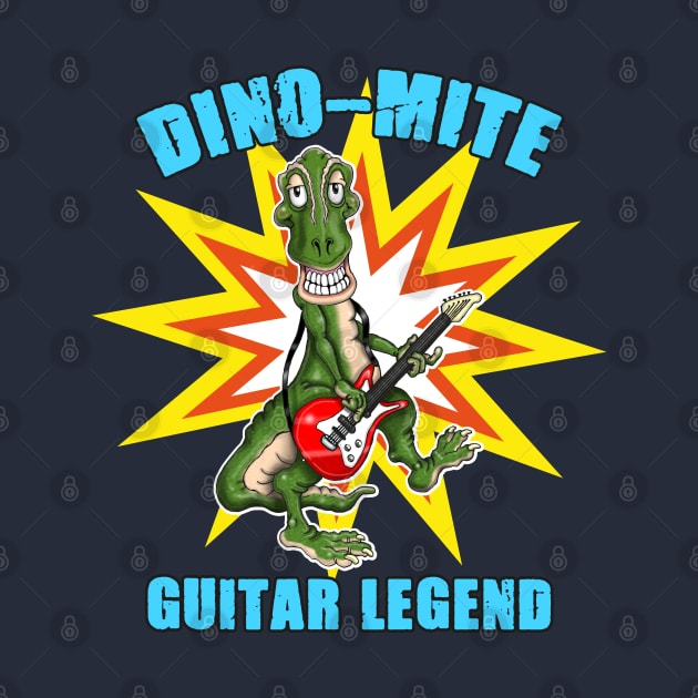 Dino Mite Guitar Legend Funny Dino T Rex Dinosaur by Status71