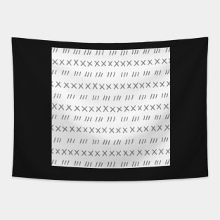 Grey and White Hand Drawn Pattern Tapestry