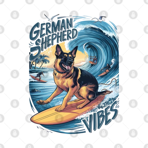 Wave Rider: A German Shepherd Surfing by coollooks