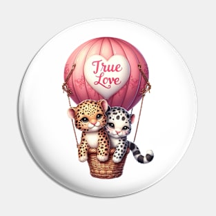 Valentine Leopard Couple On Hot Air Balloon Pin