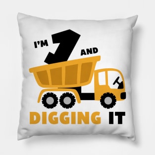 I'm 1 and Digging it Funny 1rd Birthday Excavator Kids Pillow