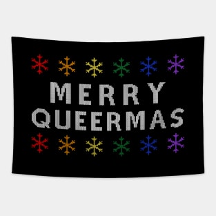 Merry Queermas Ugly Sweater (Rainbow) Tapestry