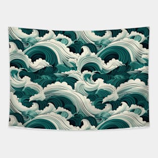 Ephemeral Crests: Hokusai Waves Reimagined Tapestry