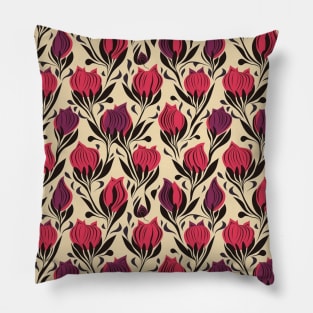 Tulips Flower Seamless Pattern V11 Pillow