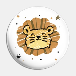 Cute drawing lion Pin