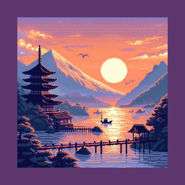 Ukiyo-e Japanese Sunrise by PXLART