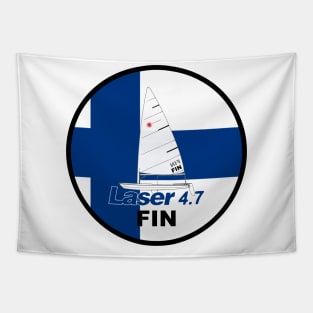 laser class sailboat on flag Finland Tapestry