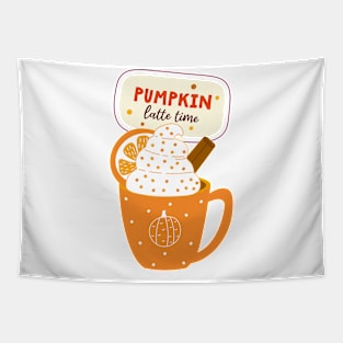 Pumpkin Latte Time Halloween Gift Theme Evergreen Tapestry
