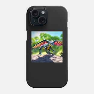 Jungle Dragon with Butterfly Wings Landing on Rock Phone Case