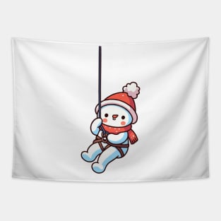 Cute snowman Abseiling Tapestry