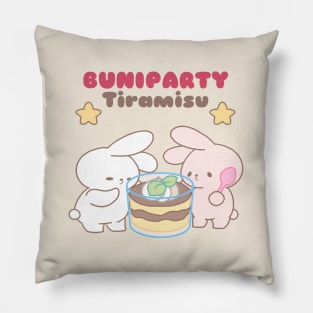 Two Cute Rabbits Savoring Giant Tiramisu! Pillow