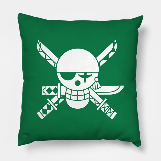 Zoro Jolly Roger 2 Pillow by onepiecechibiproject