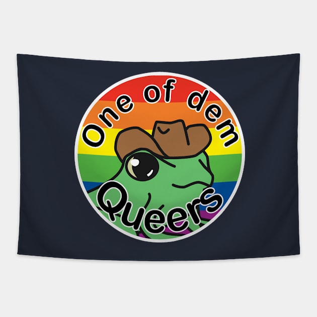 Pride Frog with a cowboy hat- rainbow Tapestry by artsy-Eden