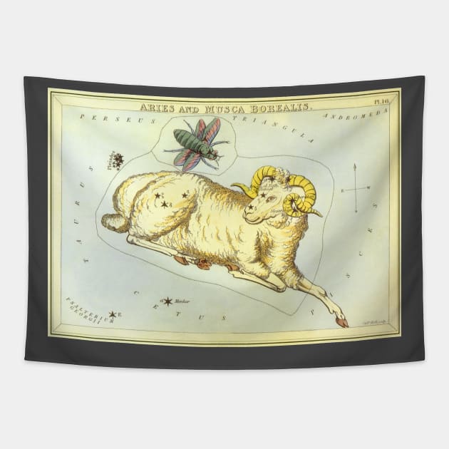 Aries the Ram, from Urania's Mirror, Vintage Signs of the Zodiac Tapestry by MasterpieceCafe