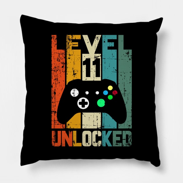 Level 11 Unlocked/ 11th Birthday Gift/Gamer Birthday/ Funny Gamer Birthday/ Eleventh Birthday Boy Gamer/ Eleventh Birthday Pillow by UranusArts