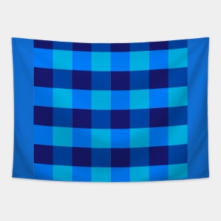 Shades of Blue Gingham Checkered Pattern Tapestry