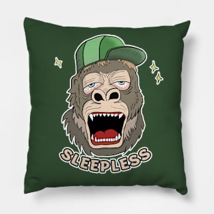 Sleepless funny gorilla cartoon Pillow