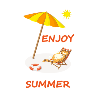 enjoy summer with funny cat T-Shirt