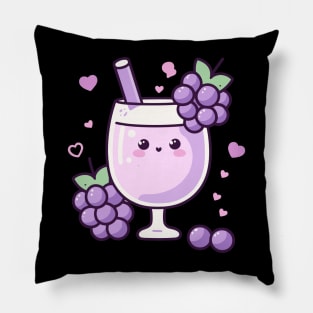 Kawaii Cocktail Drink with Grapes | Cute Kawaii Food Art | Design for Kawaii Lovers Pillow