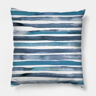 Pocket - WATERCOLOR STRIPES BLUEE Pillow