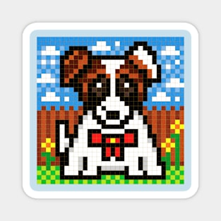 Charlie The Shorty Jack Russell Terrier Puppy Pixel Art Magnet