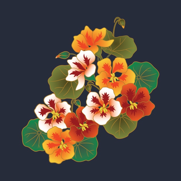 Nasturtium Garden-Navy by Pamelandia