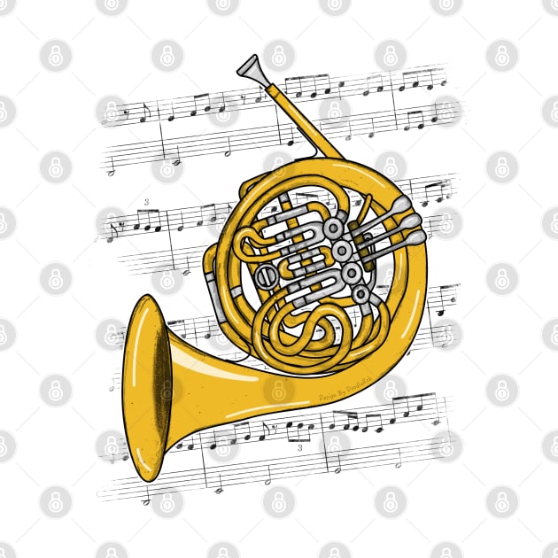 French Horn Player Hornist Brass Musician (Colour) by doodlerob