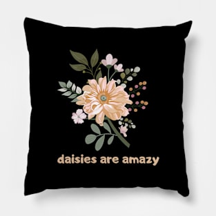 Daisies Minimalist Flora Positive Vintage Retro Pillow