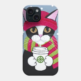 Winter Coffee Tuxedo Cat Phone Case