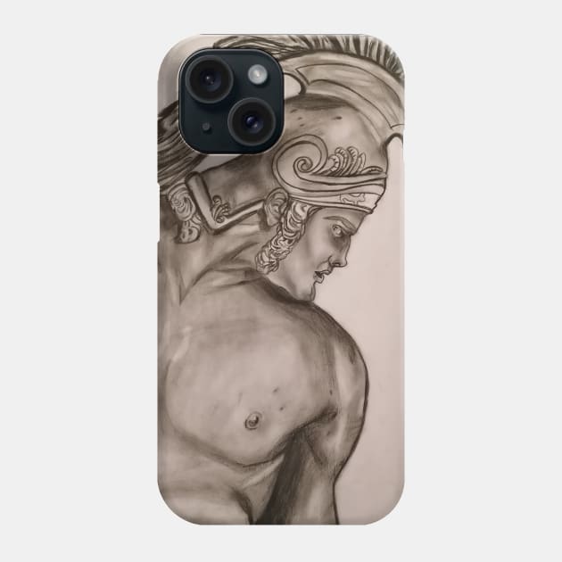 The Roman Empire Warrior Graphic Black And White Art Phone Case by colorful444