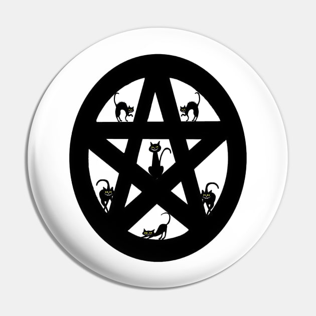 Black Cat Pentacle Pin by imphavok