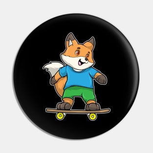 Fox as Skater with Skateboard Pin