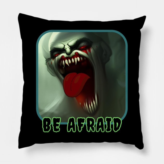 Blood Thirsty Halloween Zombie Pillow by Gone Retrograde