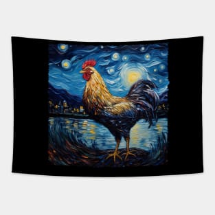 Eggstraordinary Charm Chicken Starry Night Tee for Poultry Devotees Tapestry