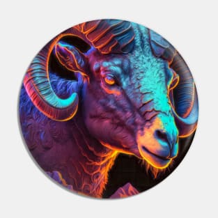 Ram Animal Portrait Painting Wildlife Outdoors Adventure Pin