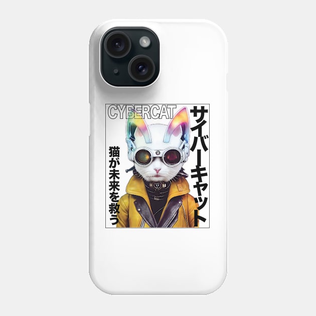 Cybercat,  Japanese cat sci fi manga cover Phone Case by kanchan