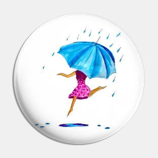 Girl Dancing in Rain With Umbrella Pin