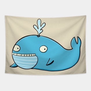 blue smiling whale Tapestry