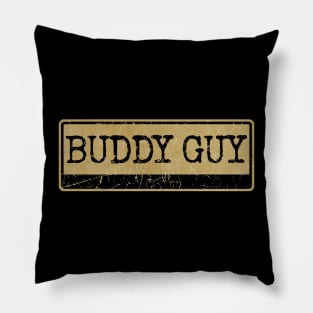 Aliska text black retro - BUDDY GUY Pillow