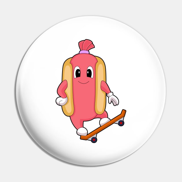 Hotdog Skater Skateboard Sports Pin by Markus Schnabel