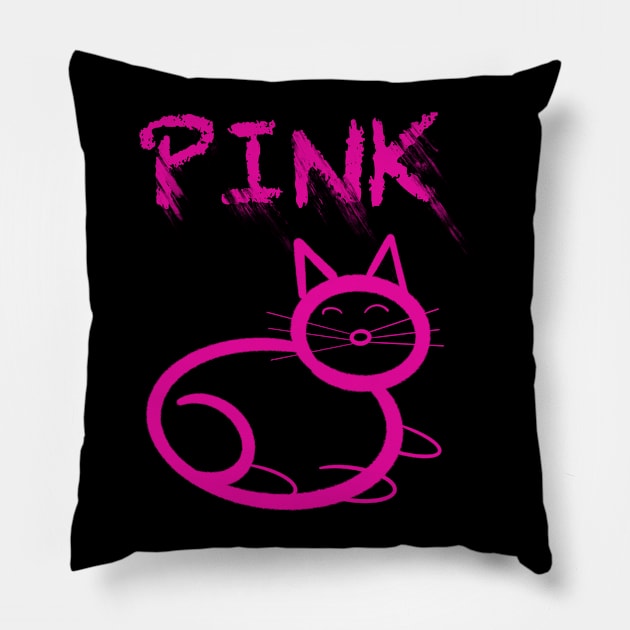 Cute pink cat Pillow by WelshDesigns