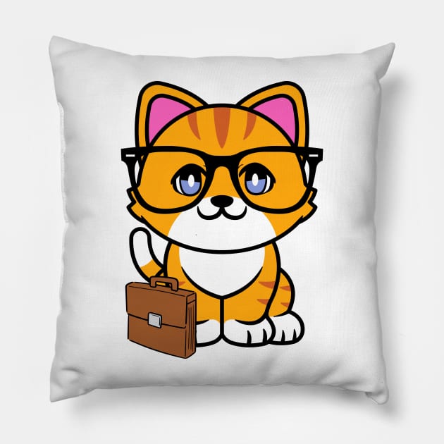 Cute Orange cat is a colleague at work Pillow by Pet Station