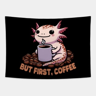 Axolotl Drinking Coffee Tapestry